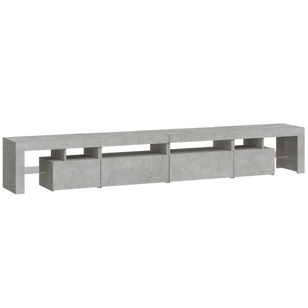 Betonszürke TV-szekrény LED lámpákkal 260x36,5x40 cm 6