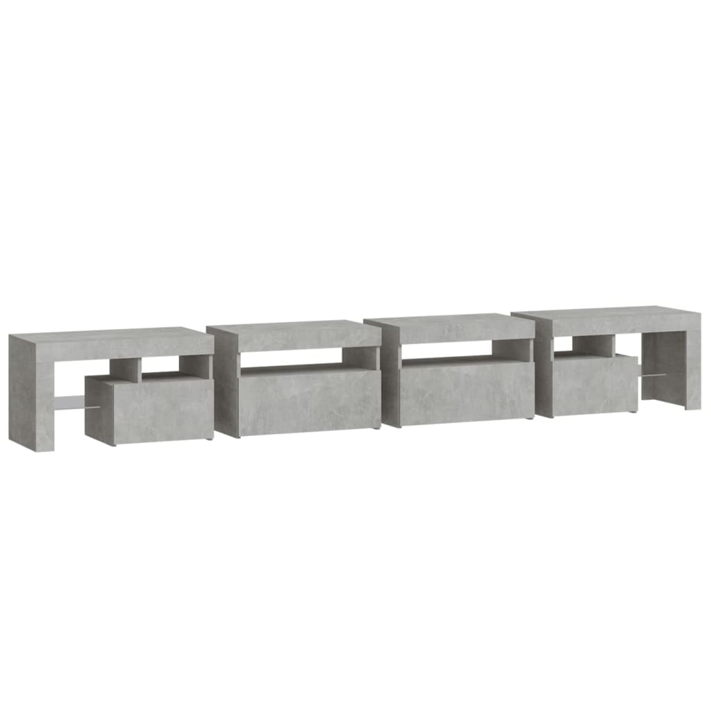 Betonszürke TV-szekrény LED lámpákkal 260x36,5x40 cm 7