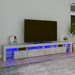 Betonszürke TV-szekrény LED lámpákkal 260x36,5x40 cm