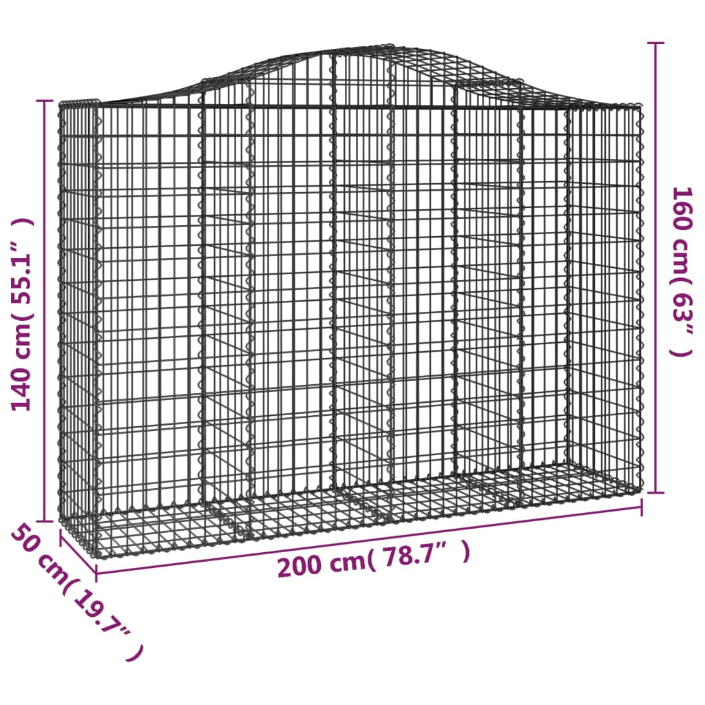 Íves horganyzott vas gabion kosár 200x50x140/160 cm 5