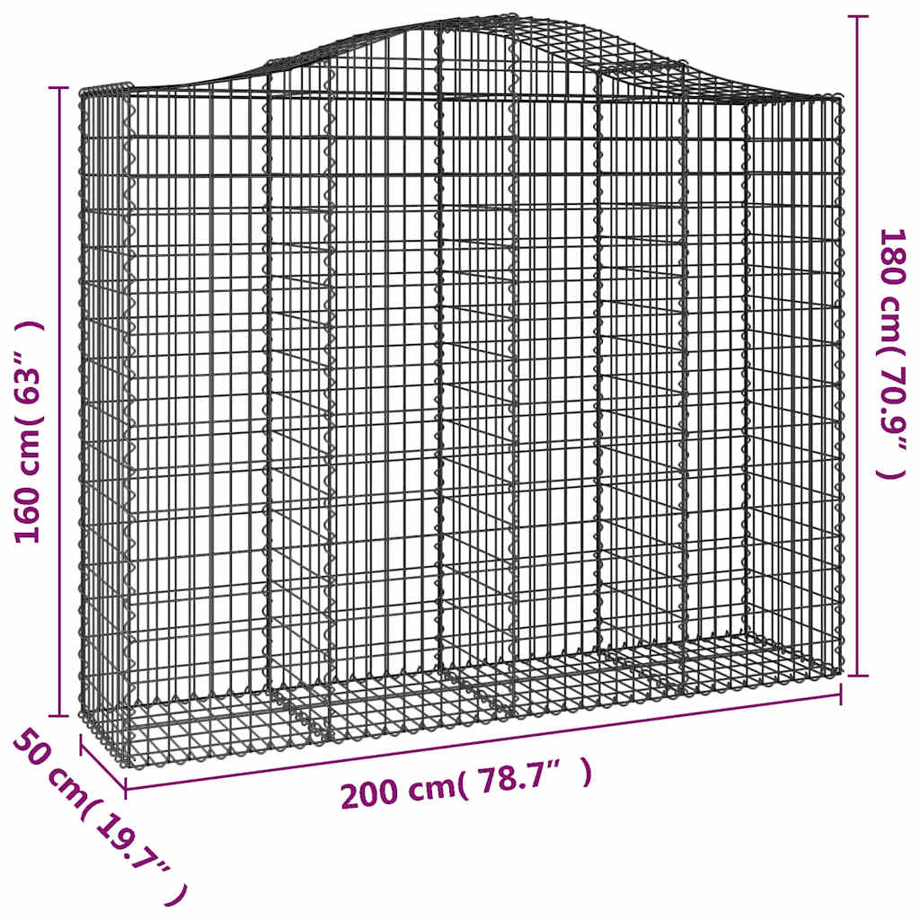 Íves horganyzott vas gabion kosár 200x50x160/180 cm 5