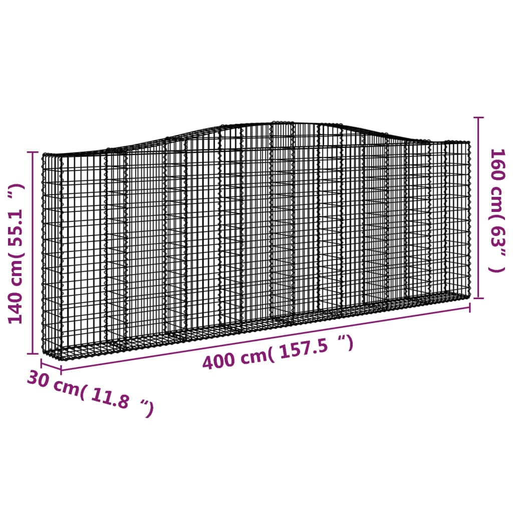 Íves horganyzott vas gabion kosár 400x30x140/160 cm 5