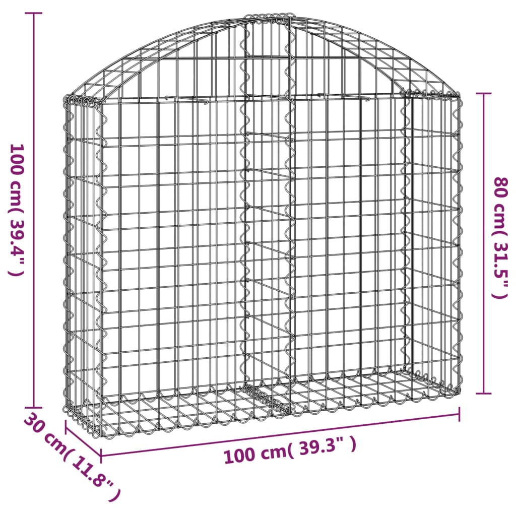 Íves horganyzott vas gabion kosár 100x30x80/100 cm 5