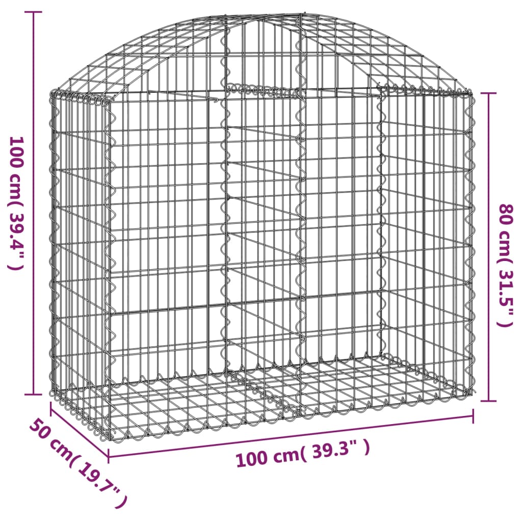 Íves horganyzott vas gabion kosár 100x50x80/100 cm 5