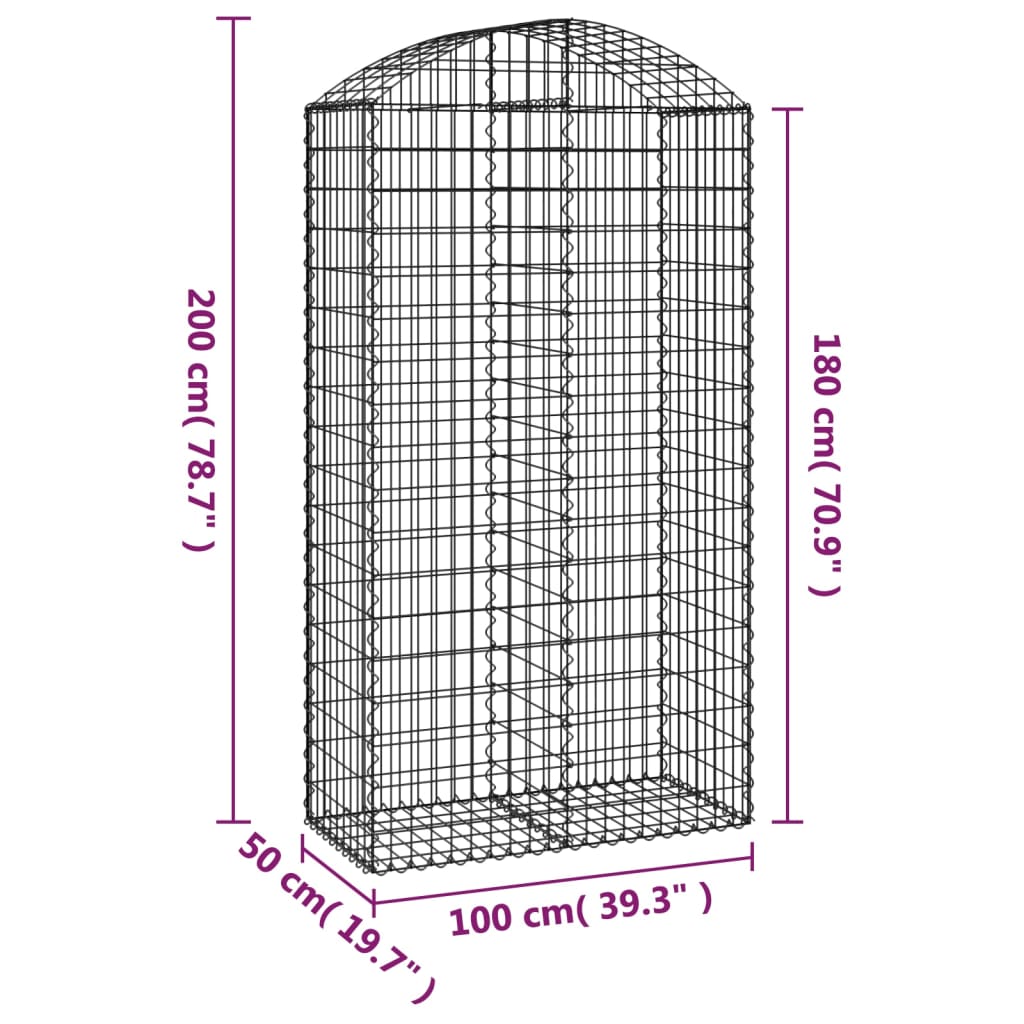 Íves horganyzott vas gabion kosár 100x50x180/200 cm 5