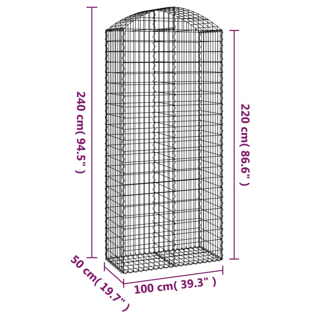 Íves horganyzott vas gabion kosár 100x50x220/240 cm 5