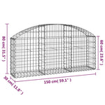 Íves horganyzott vas gabion kosár 150x30x60/80 cm 5