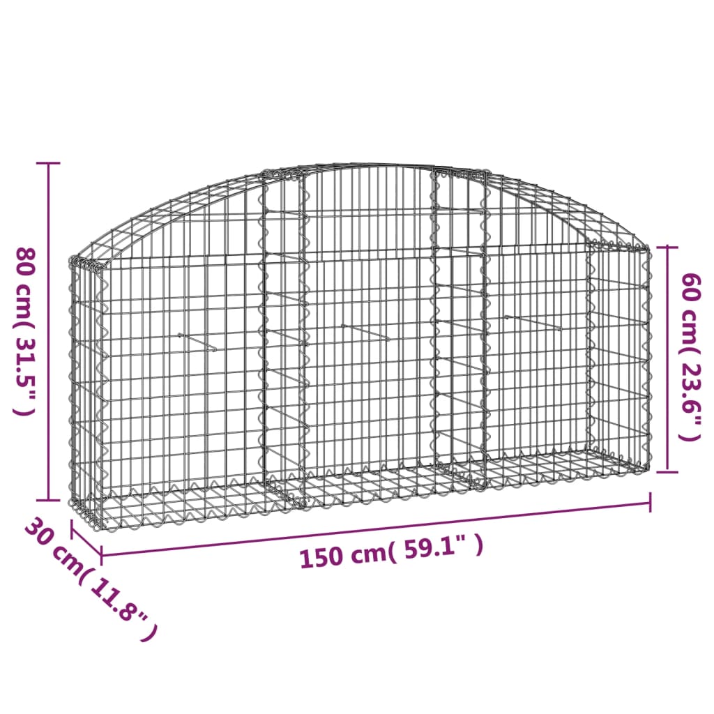 Íves horganyzott vas gabion kosár 150x30x60/80 cm 5