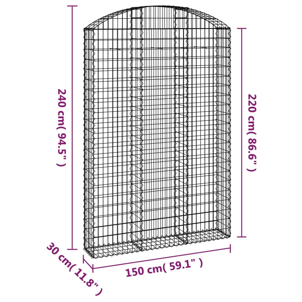 Íves horganyzott vas gabion kosár 150x30x220/240 cm 5