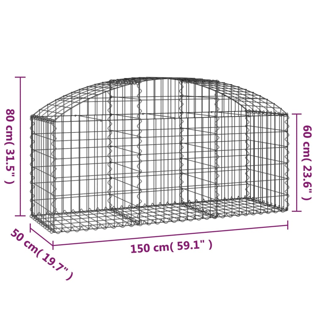 Íves horganyzott vas gabion kosár 150x50x60/80 cm 5