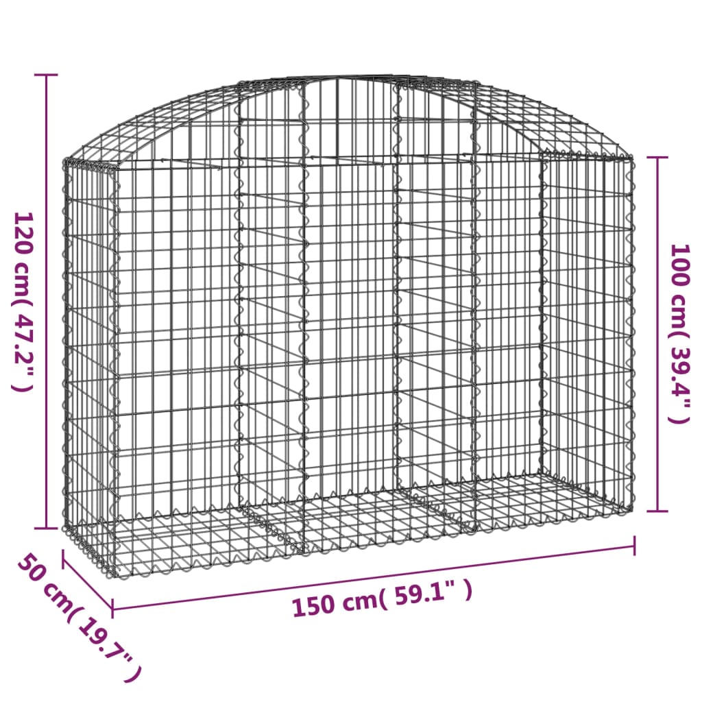 Íves horganyzott vas gabion kosár 150x50x100/120 cm 5