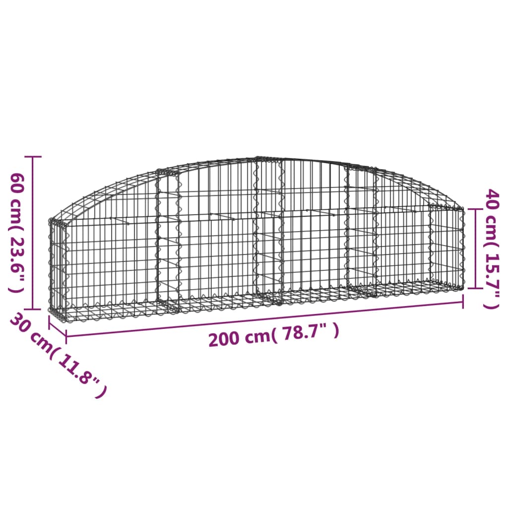 Íves horganyzott vas gabion kosár 200x30x40/60 cm 5