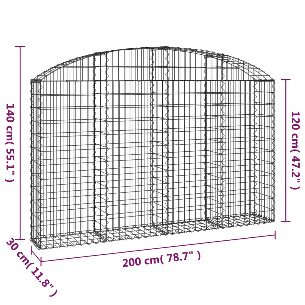 Íves horganyzott vas gabion kosár 200x30x120/140 cm 5