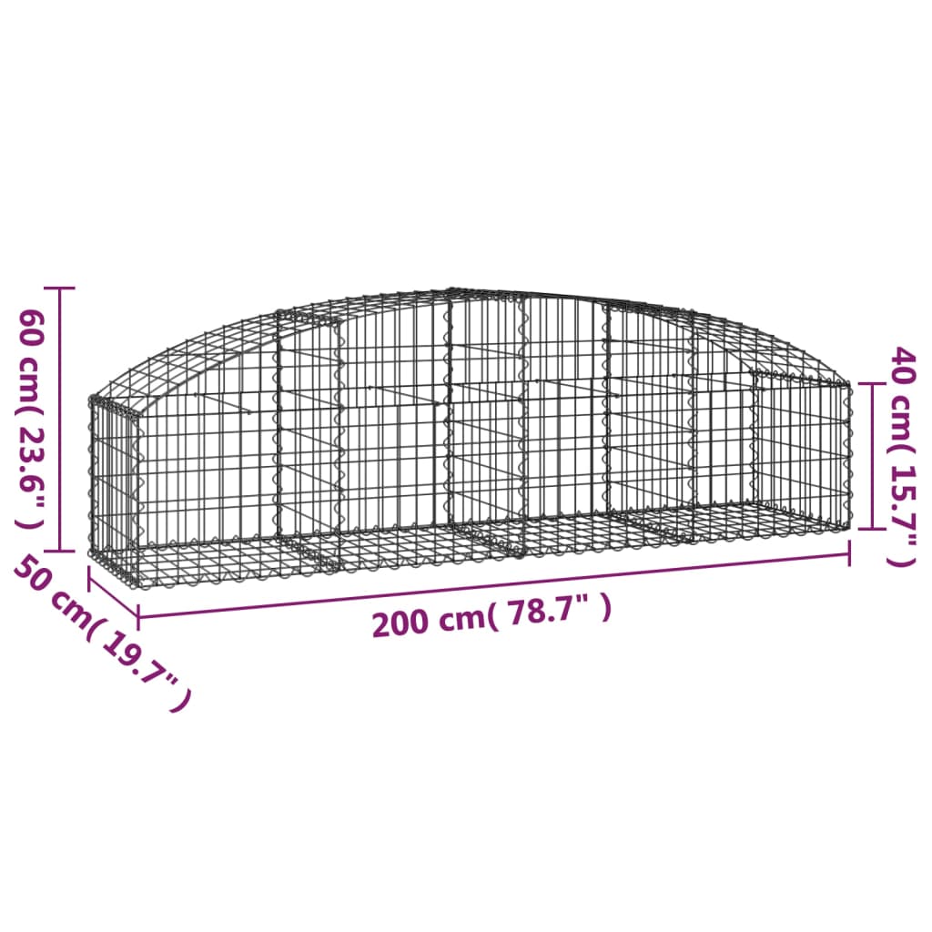 Íves horganyzott vas gabion kosár 200x50x40/60 cm 5