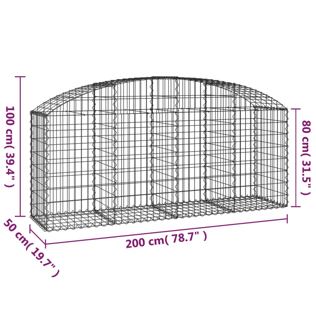 Íves horganyzott vas gabion kosár 200x50x80/100 cm 5