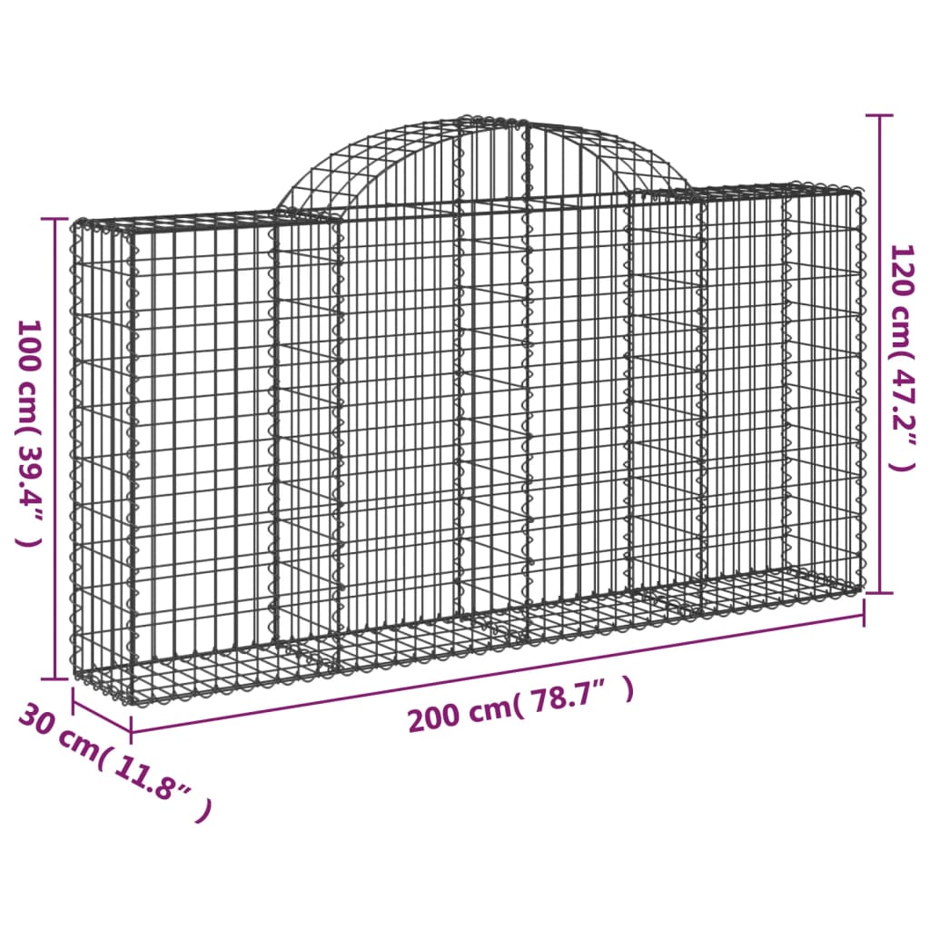 Íves horganyzott vas gabion kosár 200x30x100/120 cm 5