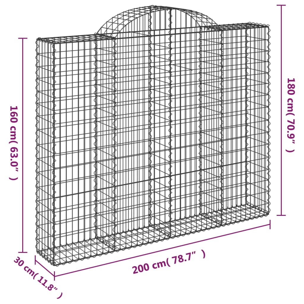 Íves horganyzott vas gabion kosár 200x30x160/180 cm 5