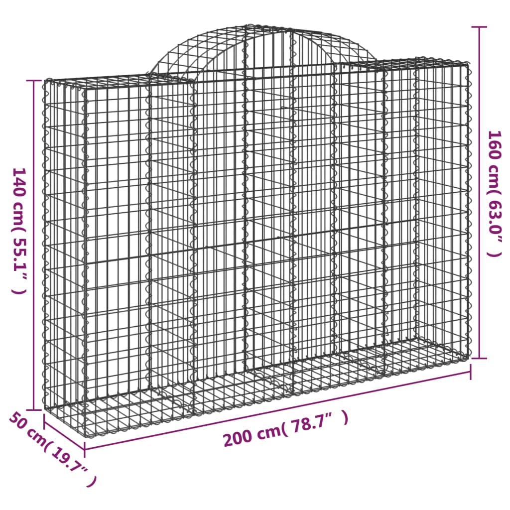 Íves horganyzott vas gabion kosár 200x50x140/160 cm 5