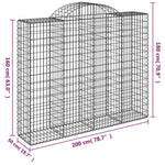 Íves horganyzott vas gabion kosár 200x50x160/180 cm 5