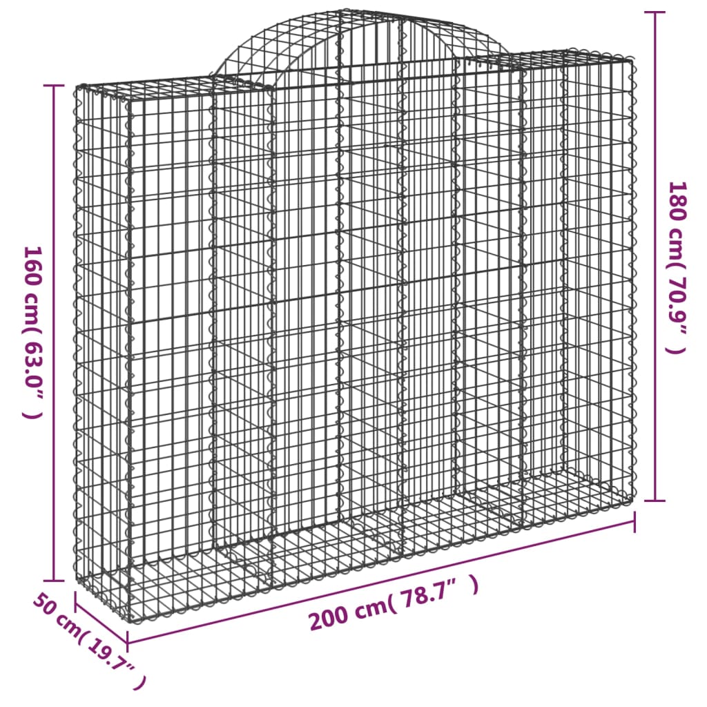 Íves horganyzott vas gabion kosár 200x50x160/180 cm 5