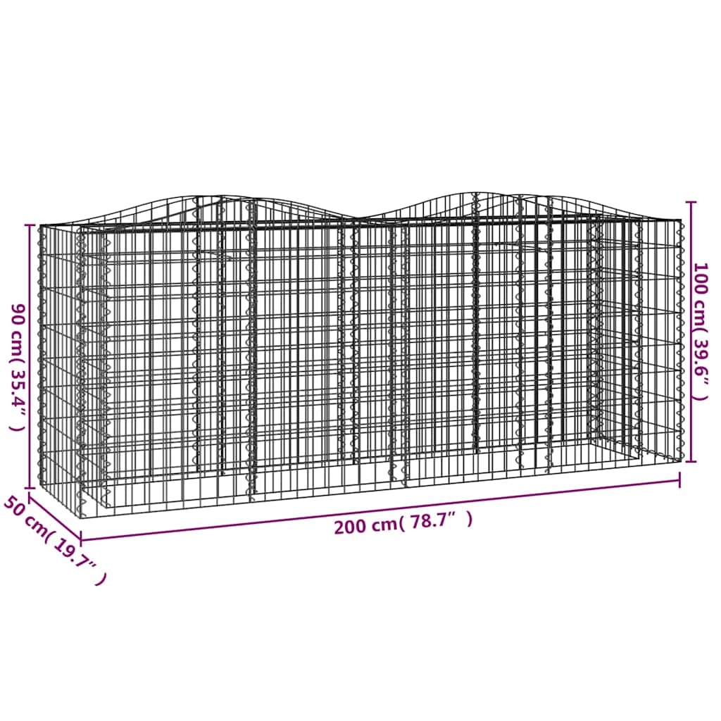 Íves horganyzott vas gabion magaságyás 200x50x100 cm 5