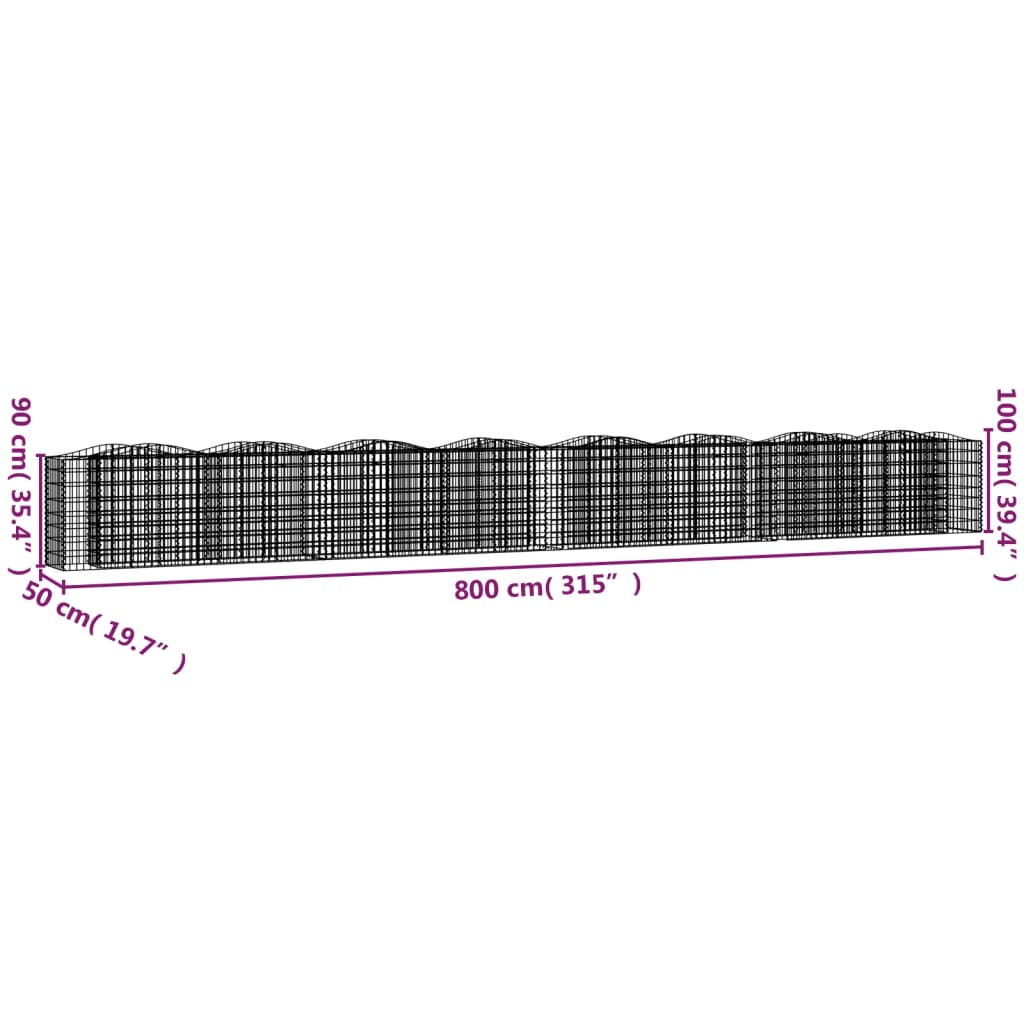 Íves horganyzott vas gabion magaságyás 800 x 50 x 100 cm 5