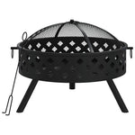 Acél XXL méretű tűztál piszkavassal 58 cm 2