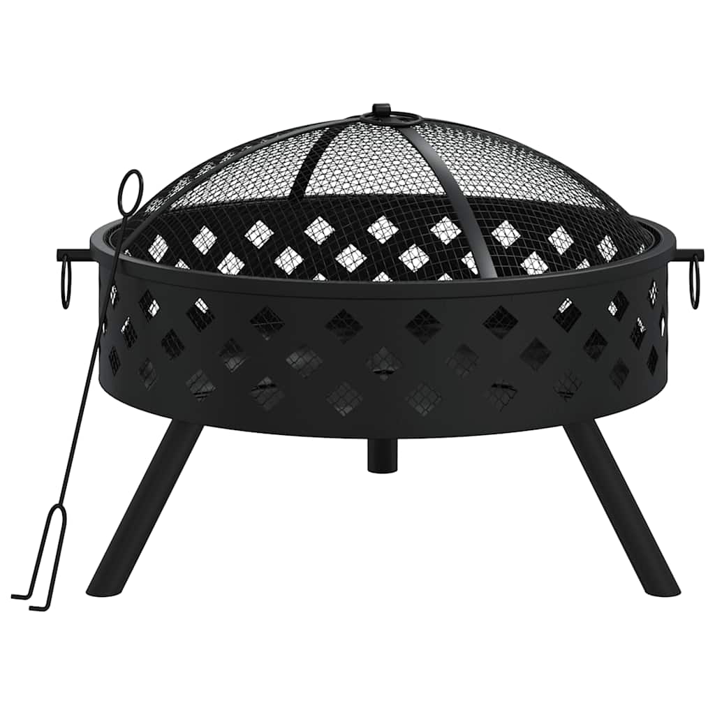 Acél XXL méretű tűztál piszkavassal 58 cm 2