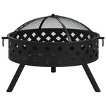 Acél XXL méretű tűztál piszkavassal 58 cm 3