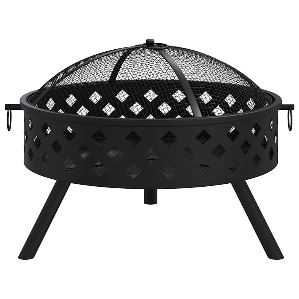 Acél XXL méretű tűztál piszkavassal 58 cm 3