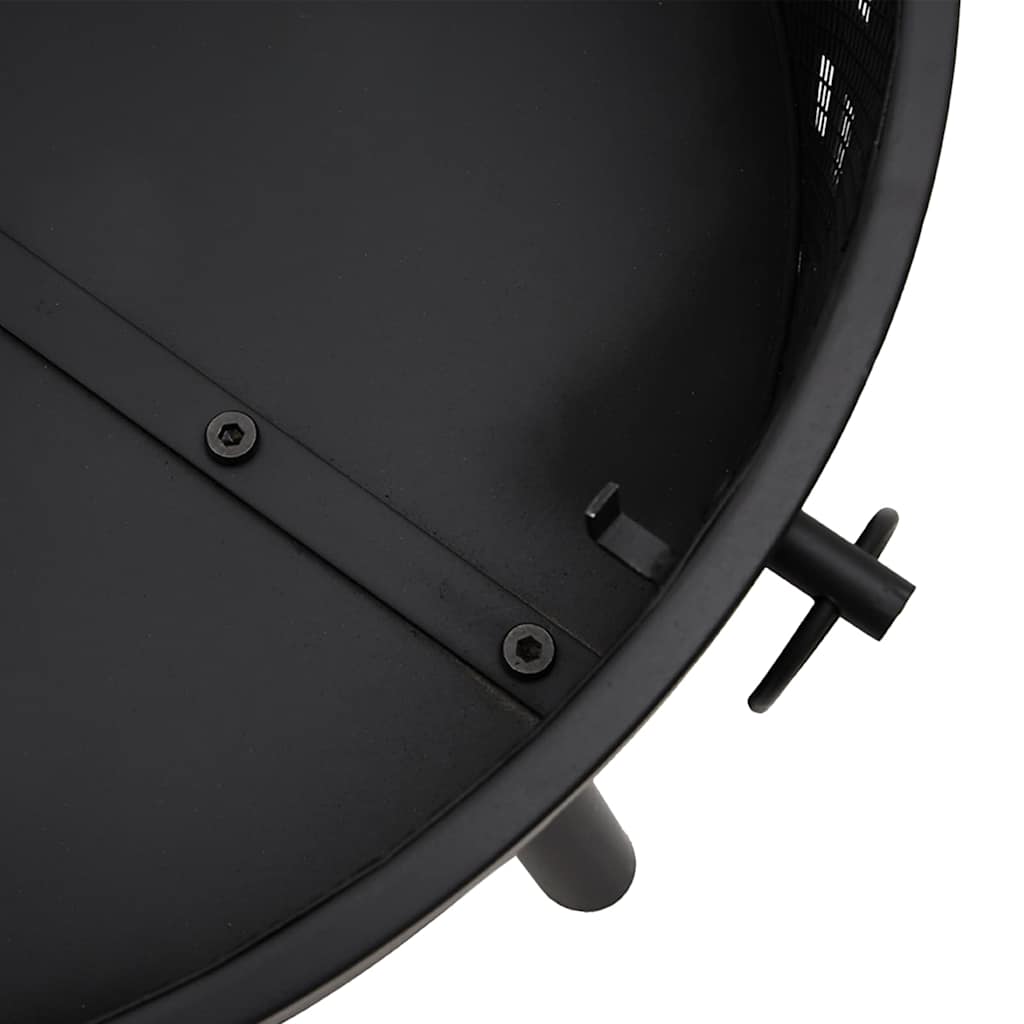 Acél XXL méretű tűztál piszkavassal 58 cm 5