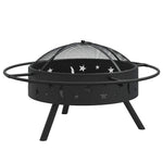 Acél XXL méretű tűztál piszkavassal 70 cm 3