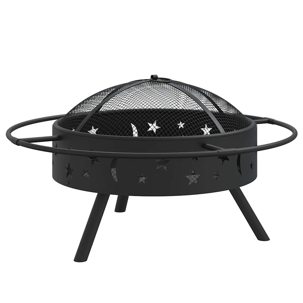 Acél XXL méretű tűztál piszkavassal 70 cm 3