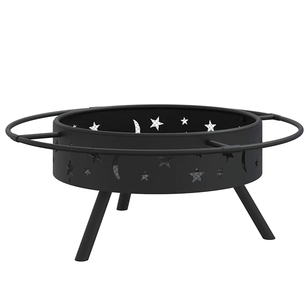 Acél XXL méretű tűztál piszkavassal 70 cm 4