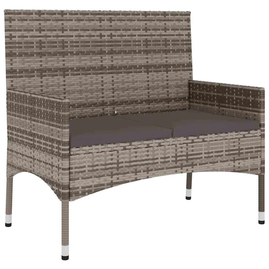2 személyes szürke polyrattan kerti kanapé párnával 2