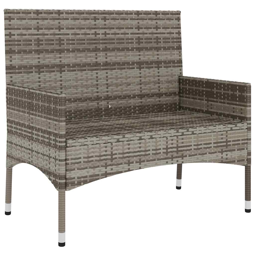 2 személyes szürke polyrattan kerti kanapé párnával 4