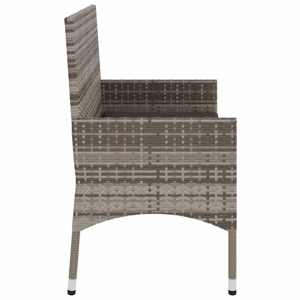 2 személyes szürke polyrattan kerti kanapé párnával 5