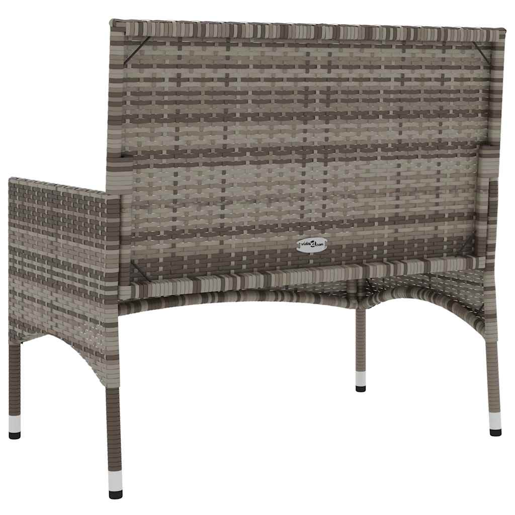 2 személyes szürke polyrattan kerti kanapé párnával 6