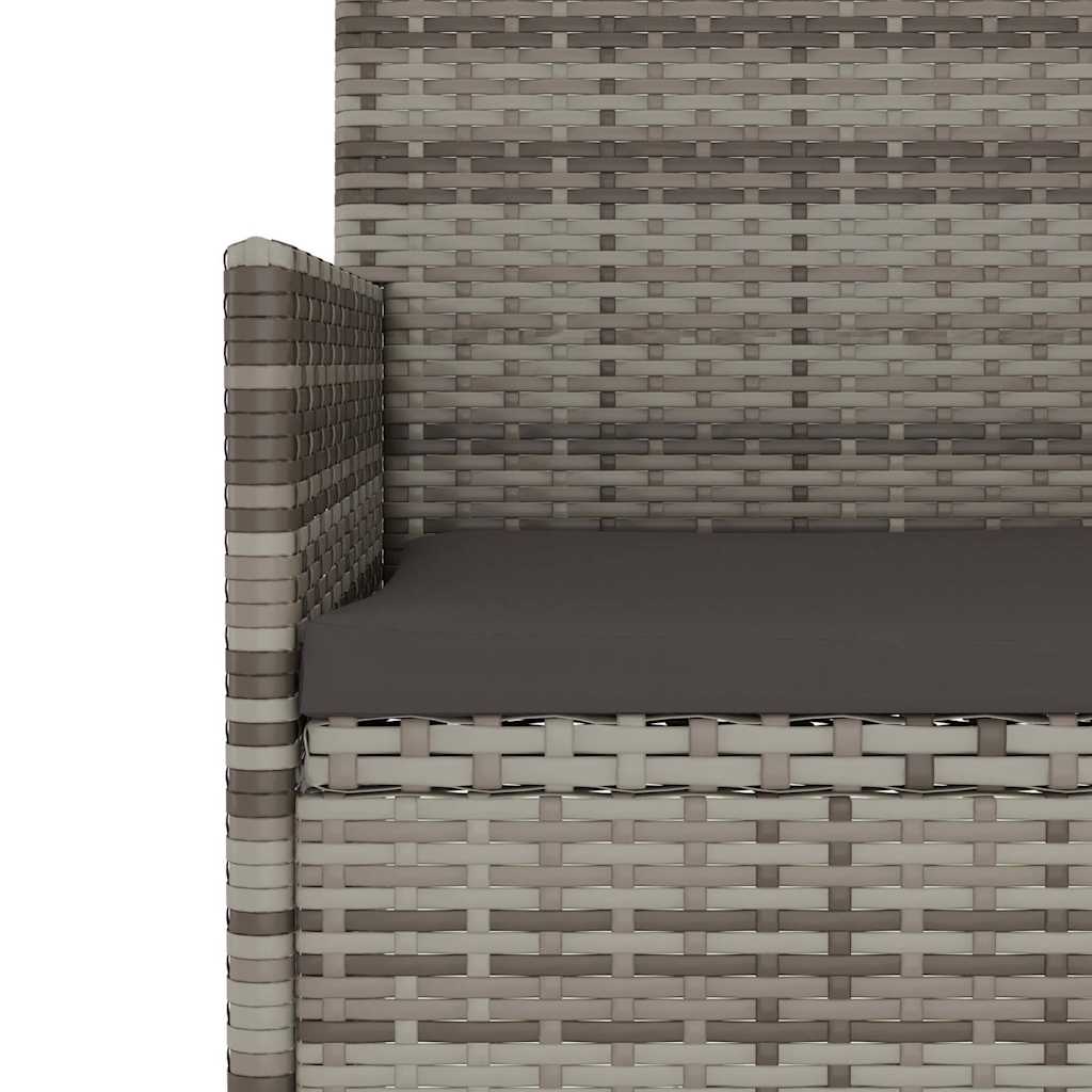 2 személyes szürke polyrattan kerti kanapé párnával 7