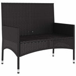 Fekete 2 személyes polyrattan kerti pad párnával 4