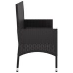 Fekete 2 személyes polyrattan kerti pad párnával 5
