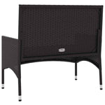 Fekete 2 személyes polyrattan kerti pad párnával 6