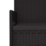 Fekete 2 személyes polyrattan kerti pad párnával 7