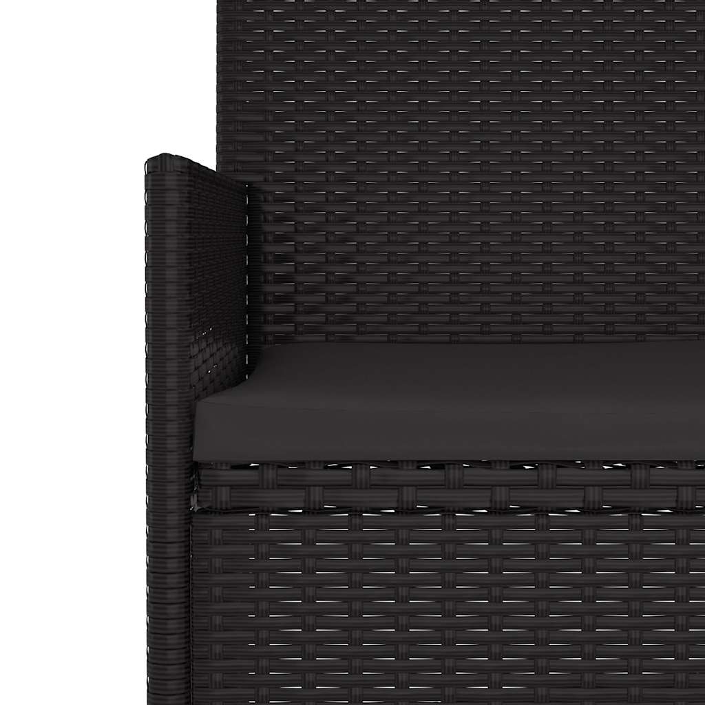 Fekete 2 személyes polyrattan kerti pad párnával 7
