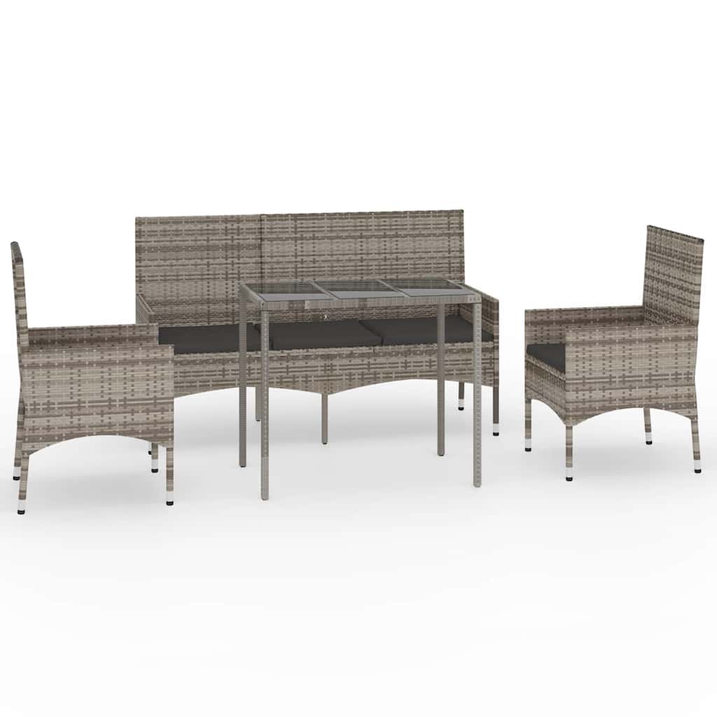 4 részes szürke polyrattan kerti ülőgarnitúra párnákkal 2