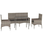 4 részes szürke polyrattan kerti ülőgarnitúra párnákkal 3