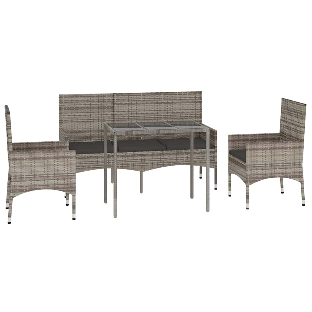 4 részes szürke polyrattan kerti ülőgarnitúra párnákkal 3