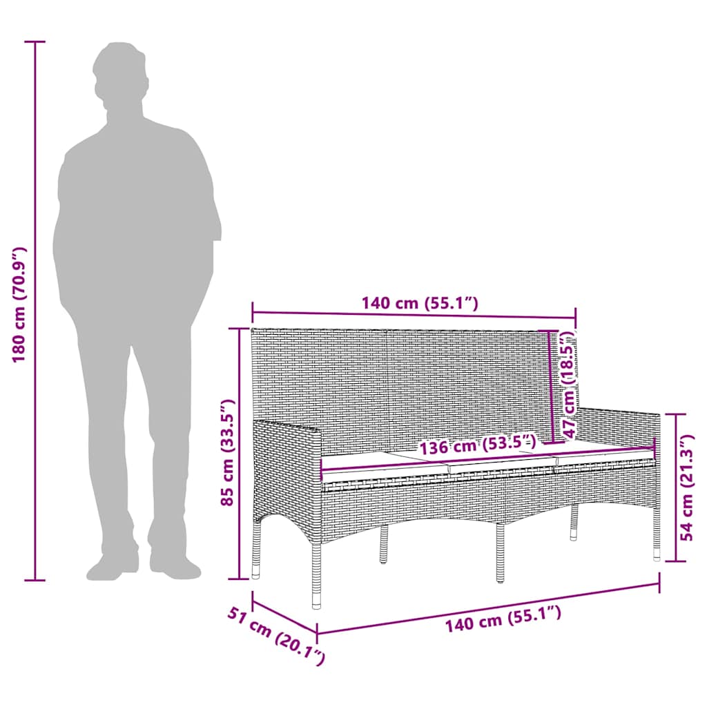 4 részes szürke polyrattan kerti ülőgarnitúra párnákkal 12