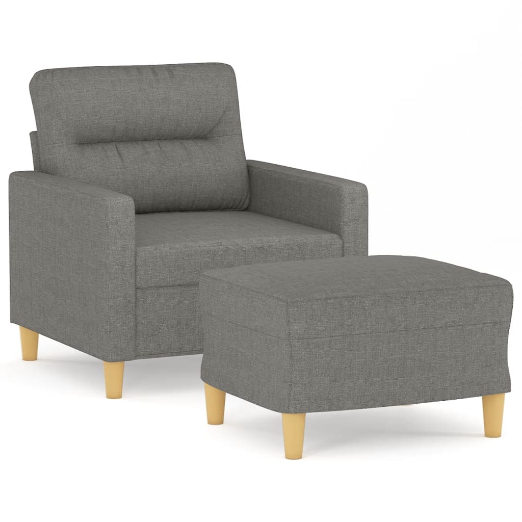 Sötétszürke szövet kanapéfotel lábtartóval 60 cm 2