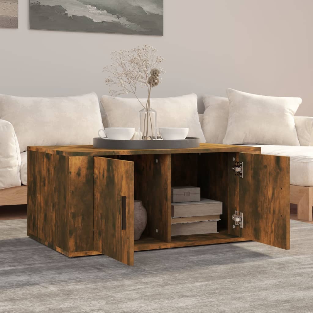 Füstös tölgy színű szerelt fa dohányzóasztal 80 x 50 x 36 cm 3
